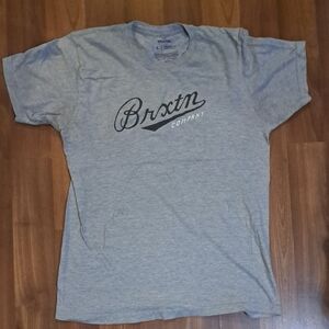 Brixton Heather Gray Script Logo Short Sleeve Tee Flaw- Small Mark On Front